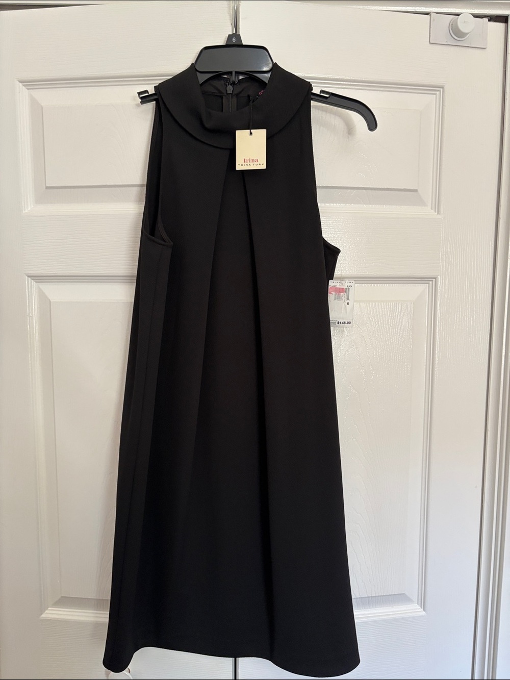 Trina Turk Black High-Neck Sleeveless A-Line Dress